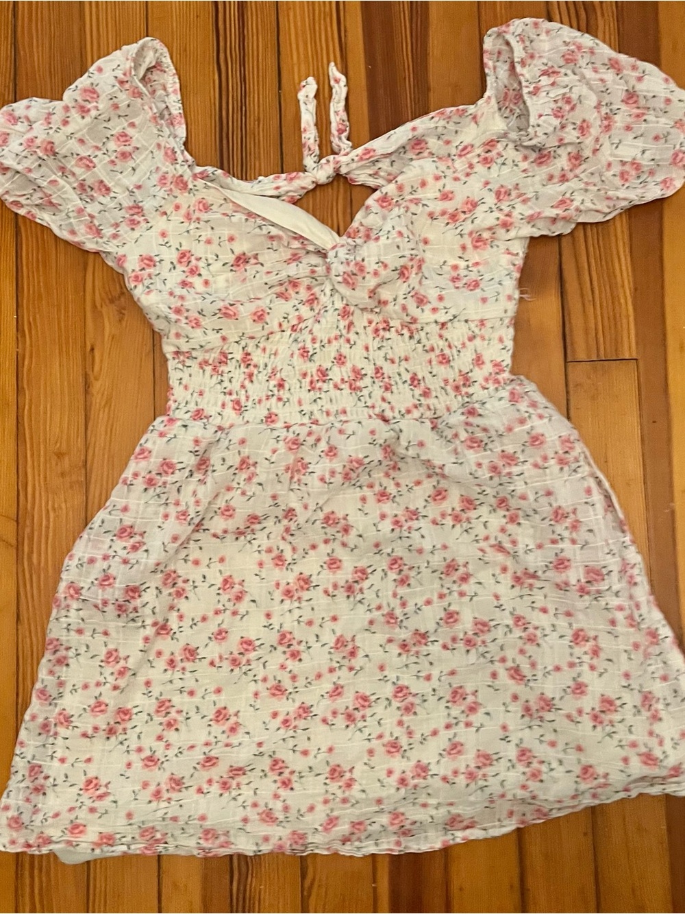 As U Wish White and Pink Ditsy Floral Mini Dress Size XL